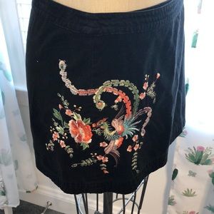 H&M Wrap Skirt With Asian Embroidery